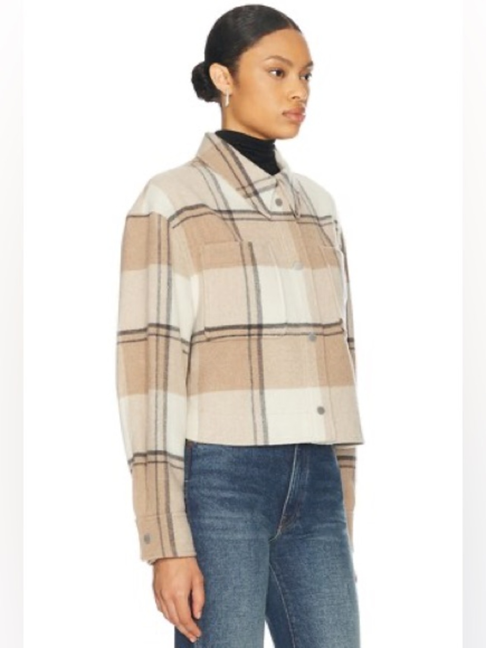 Canada Goose Almandine Cropped Plaid Shirt Jacket - Picture 3 of 9